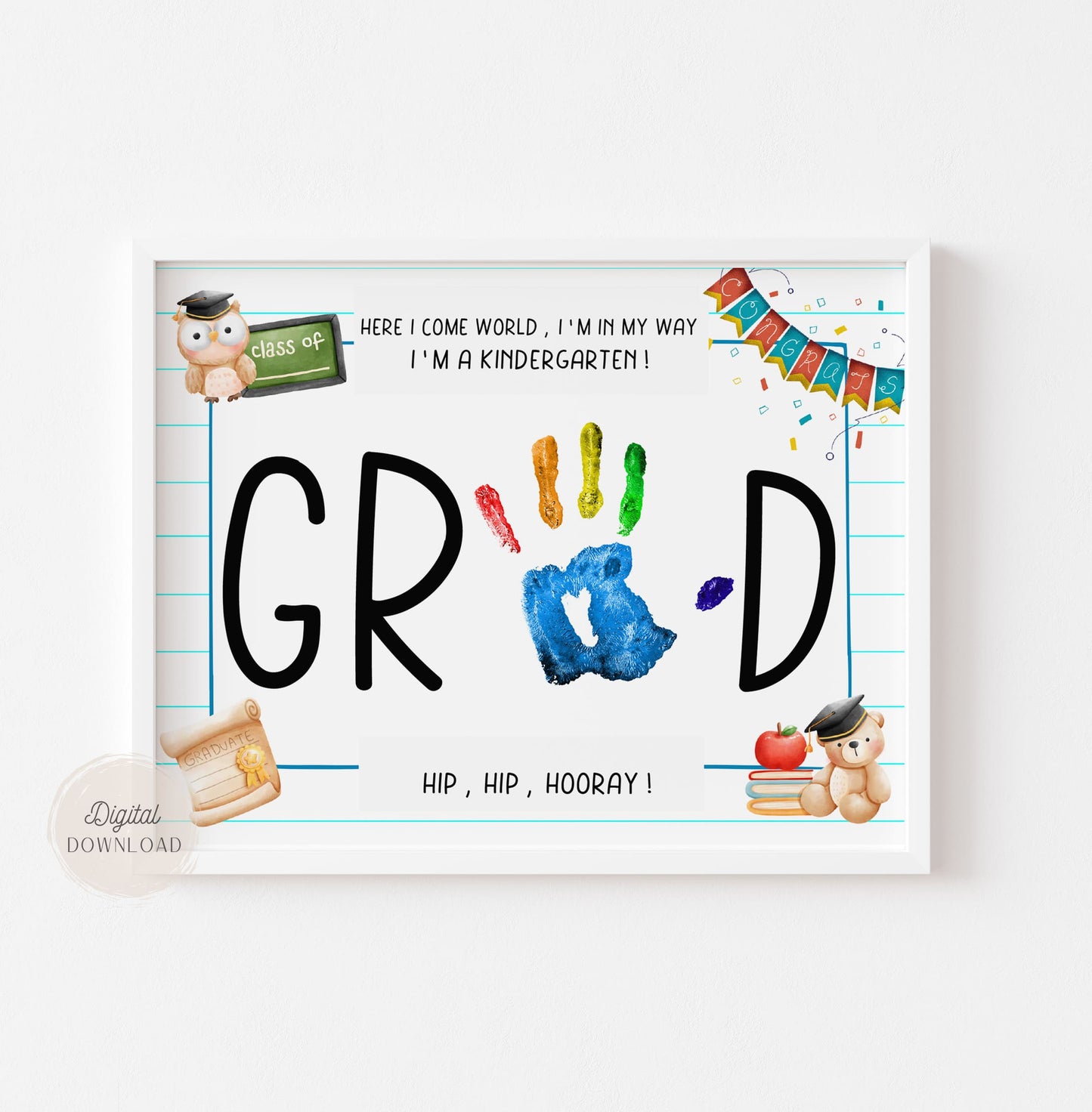 Kindergarten Graduation Sign with Handprint