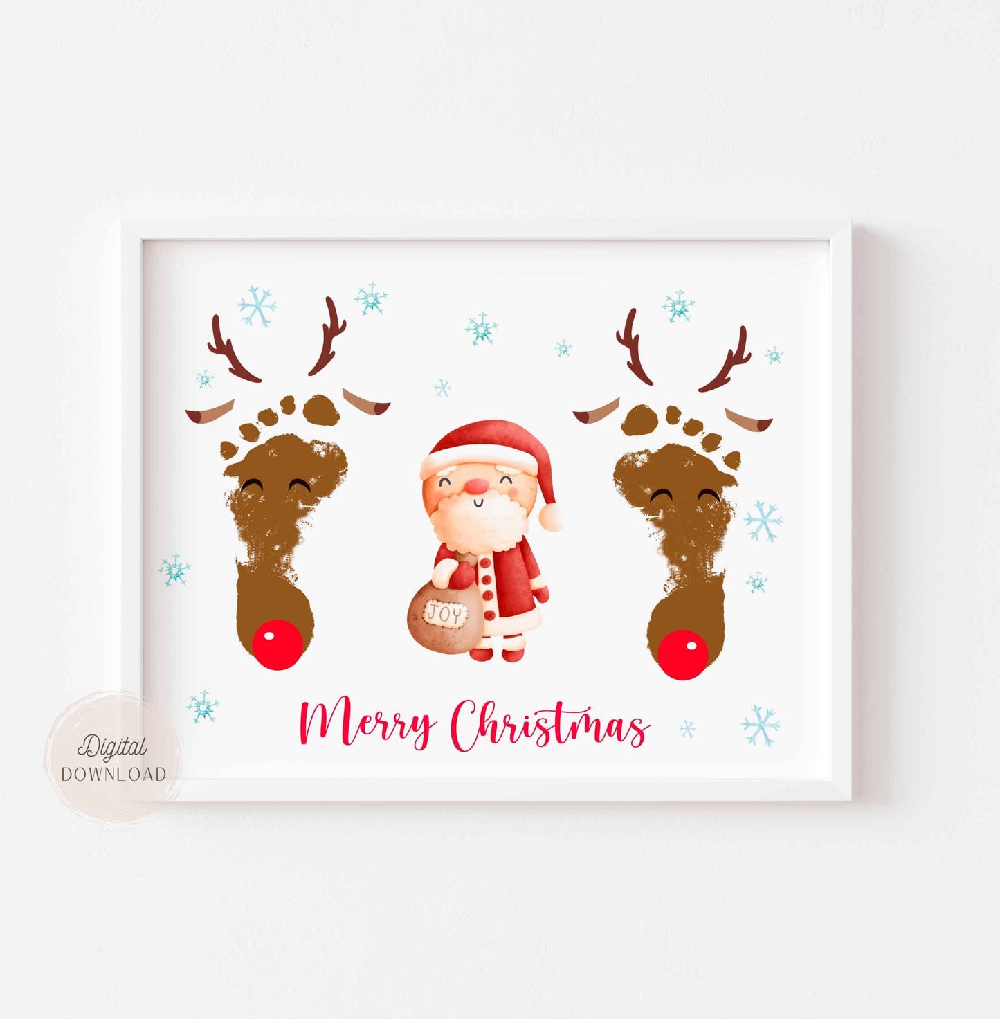 Santa and Reindeer Christmas footprint