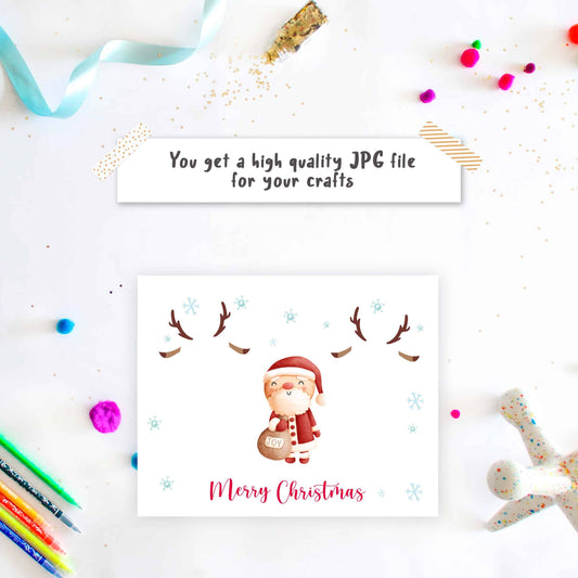 Santa and Reindeer Christmas footprint