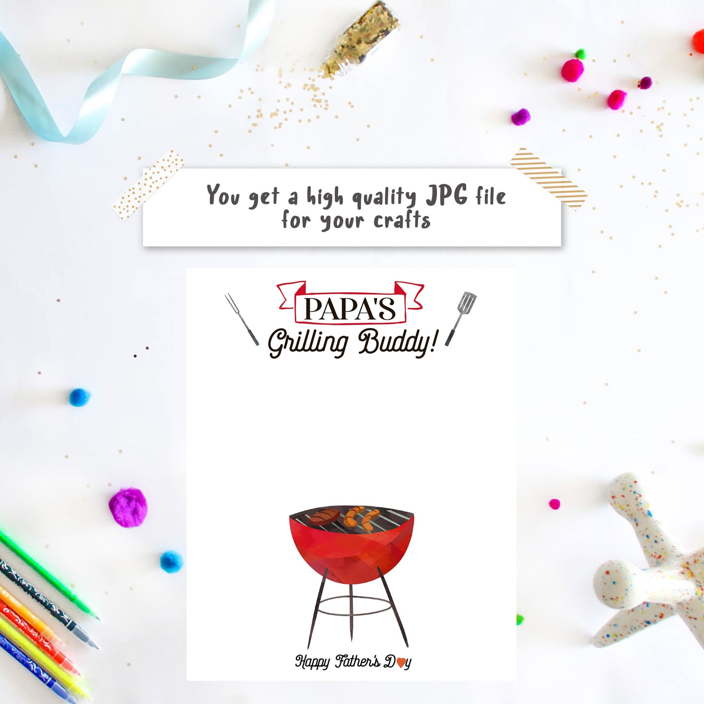 Papa's Grilling buddy - Handprint art Father's day Activities DIY Craft