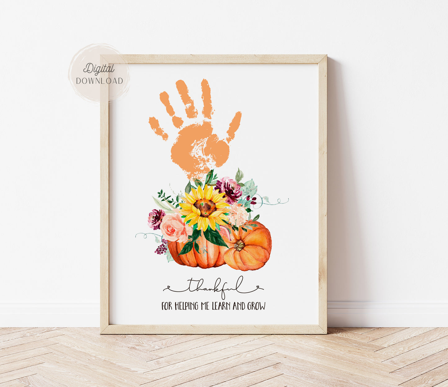 Thankful For Helping Me Learn Thanksgiving Handprint Art