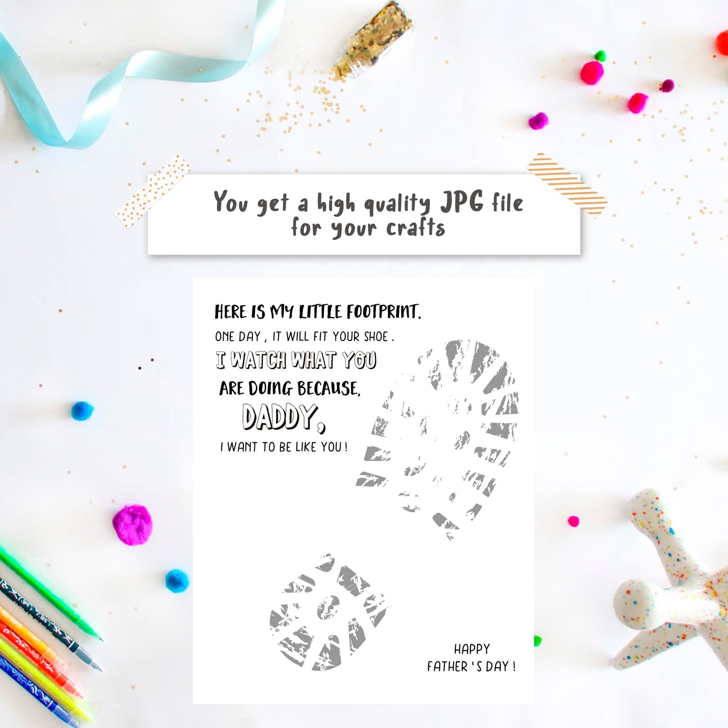 Daddy Footsteps poem - Father's day footprint art craft printable