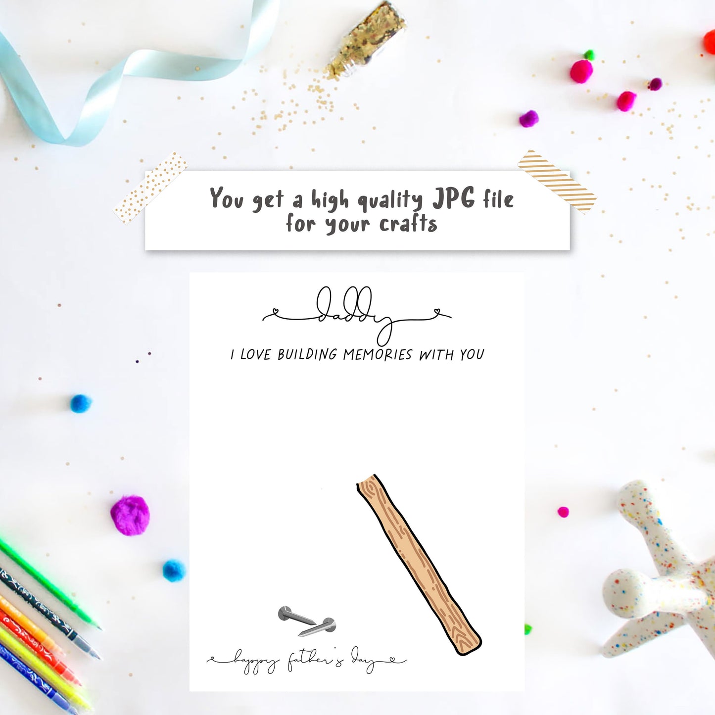 Hammer Nail footprint Father's day art craft - I love build memories with you