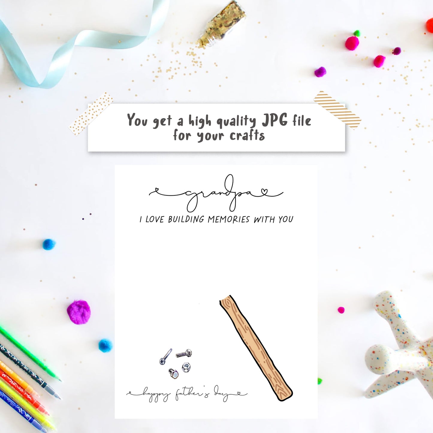 I love building memories with you - Father's Day footprint art for grandpa