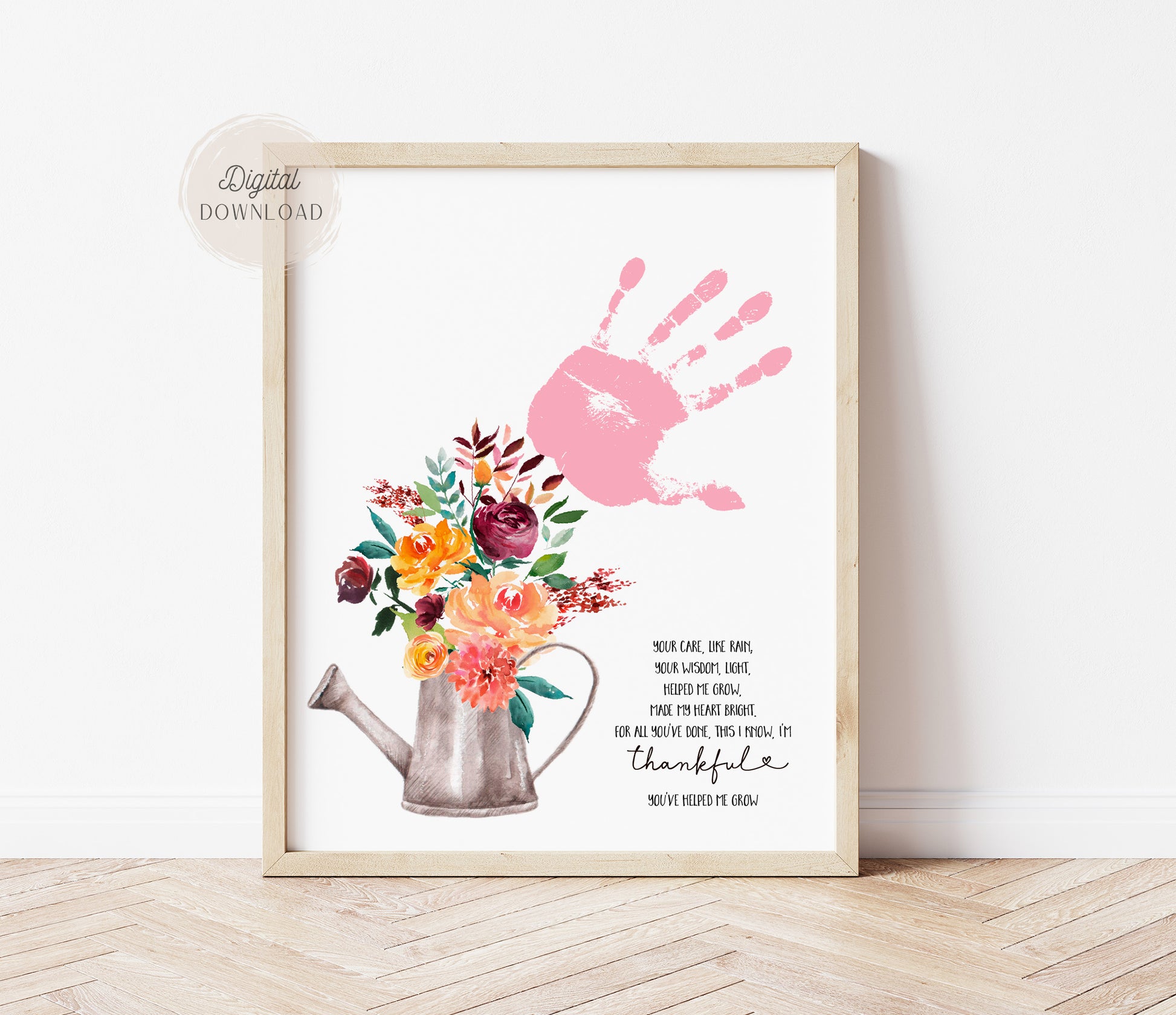 Thanksgiving teacher gifts with appreciation handprint art