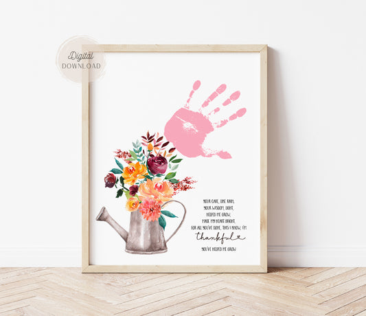 Thanksgiving teacher gifts with appreciation handprint art
