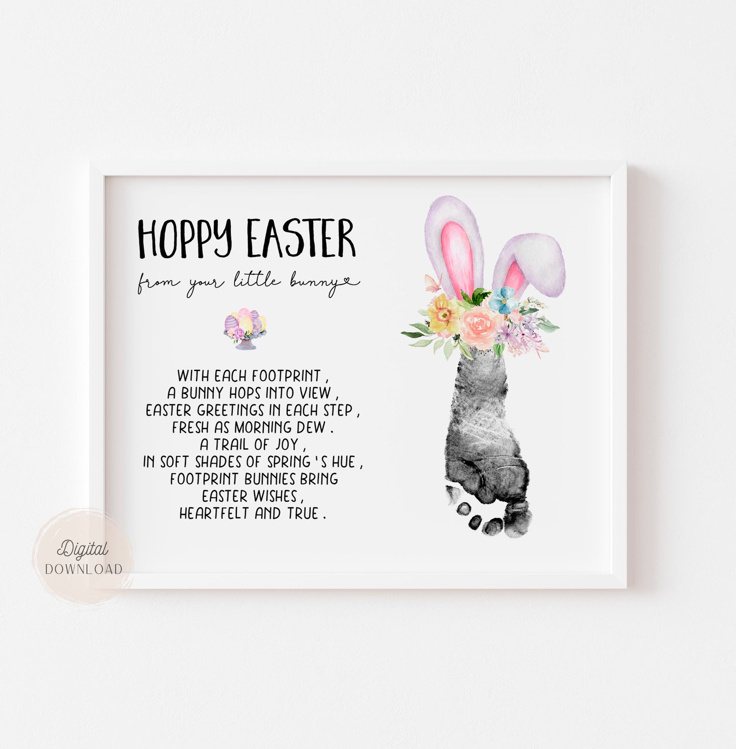 Easter Bunny Footprints - Card with Poem