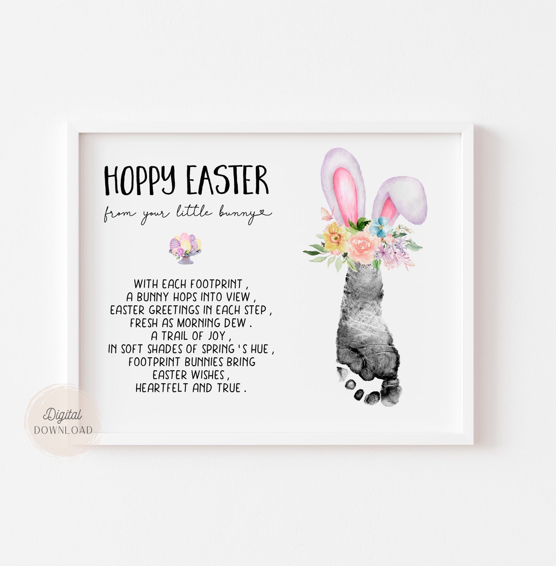 Easter Bunny Footprints - Card with Poem