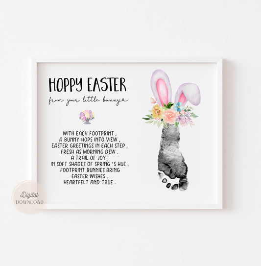 Easter Bunny Footprints - Card with Poem