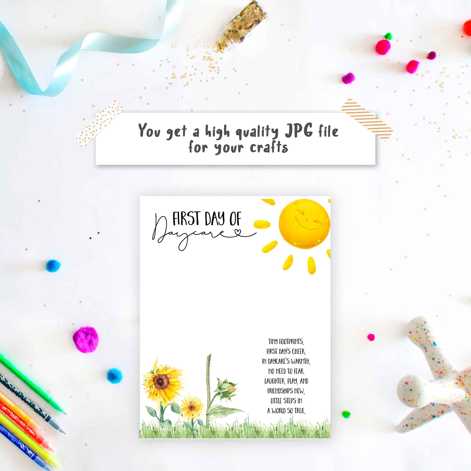 1st First Day of Daycare footprint Art template