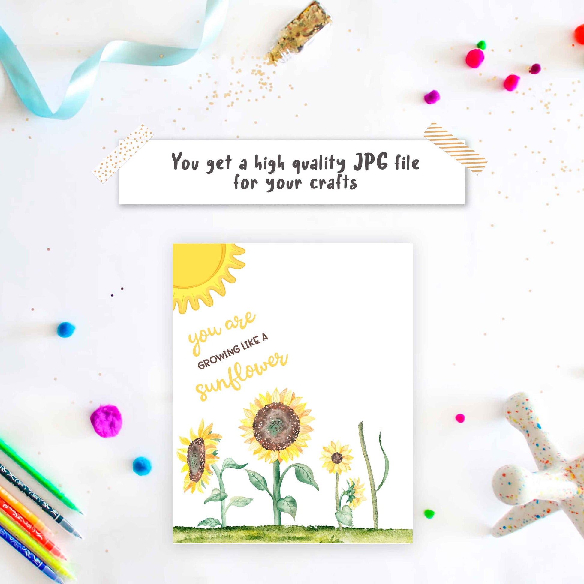 You are growing like a sunflower - Handprint Art With Sunflowers