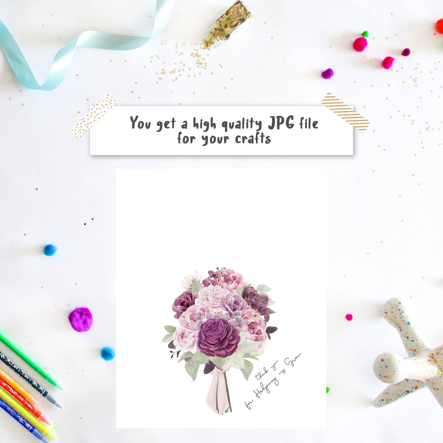Thank You For Helping Us Grow - Handprint Flower Bouquet