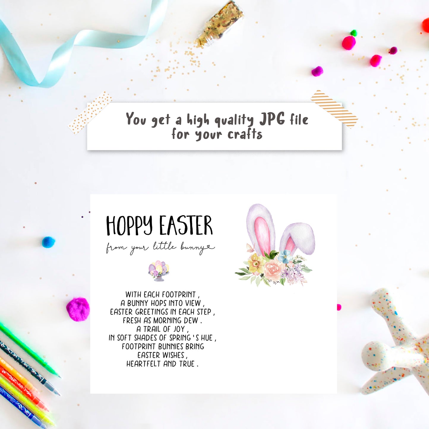 Easter Bunny Footprints - Card with Poem