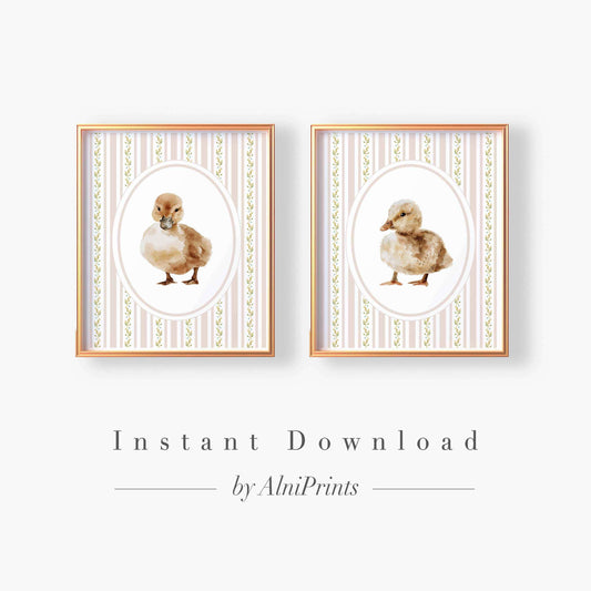 Vintage Duckling Print - Set of 2