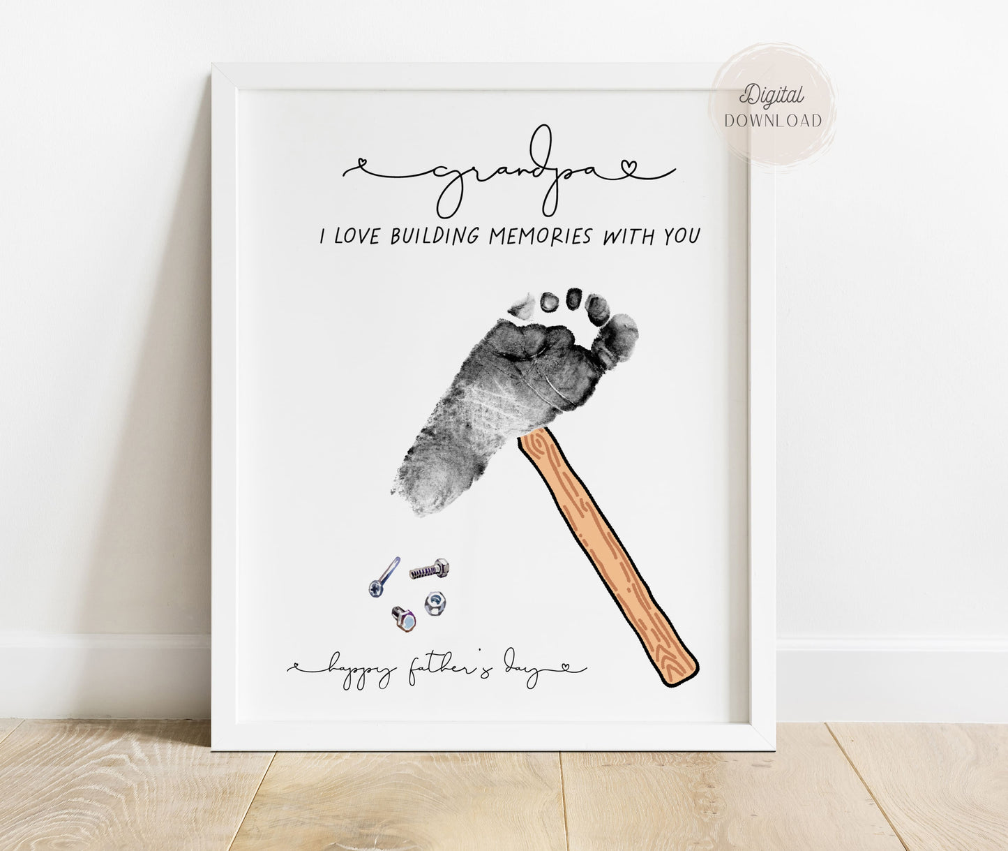 I love building memories with you - Father's Day footprint art for grandpa
