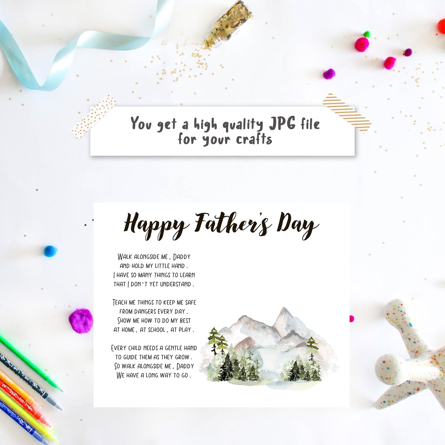 Walk alongside me daddy - Fathers day handprint poem