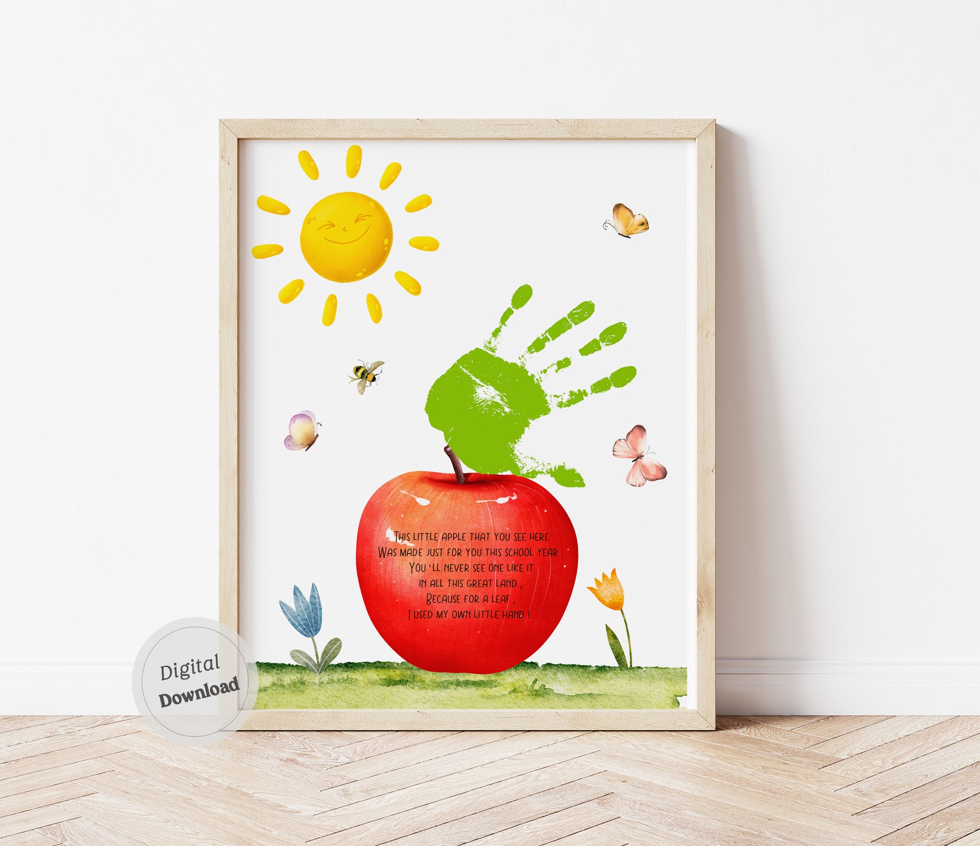 Handprint art Apple poem Back to School