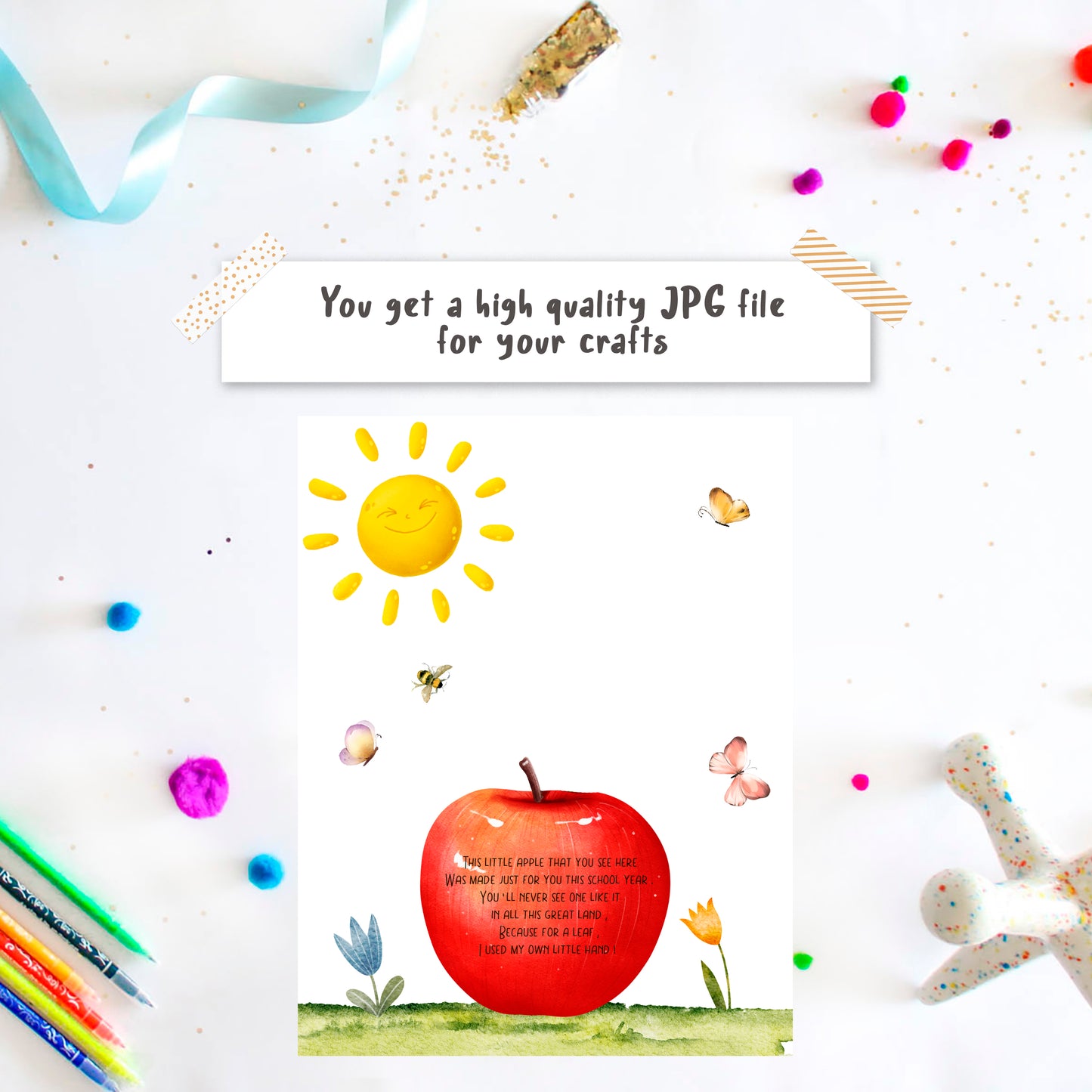 Handprint art Apple poem Back to School