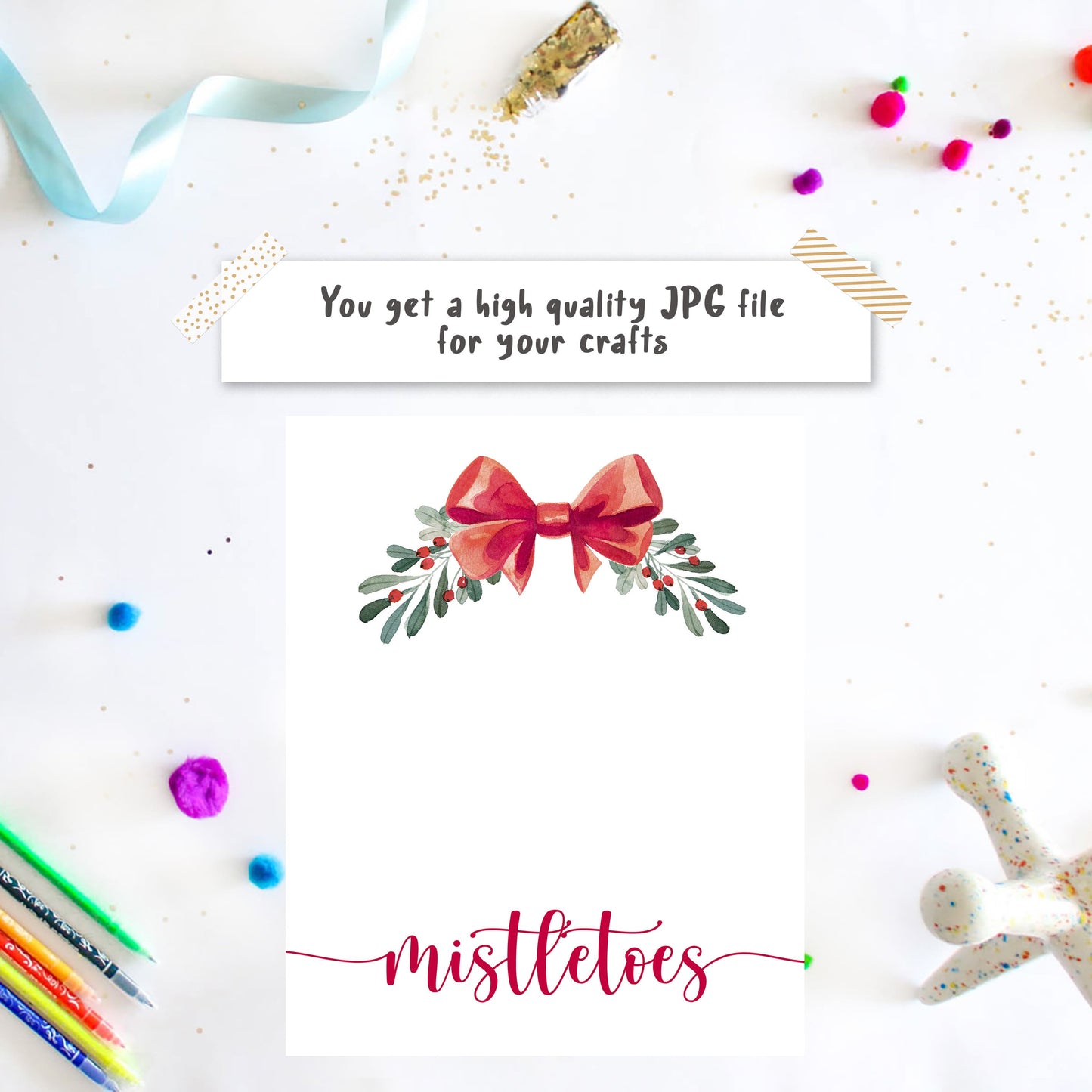 Mistletoes Footprint Christmas Card