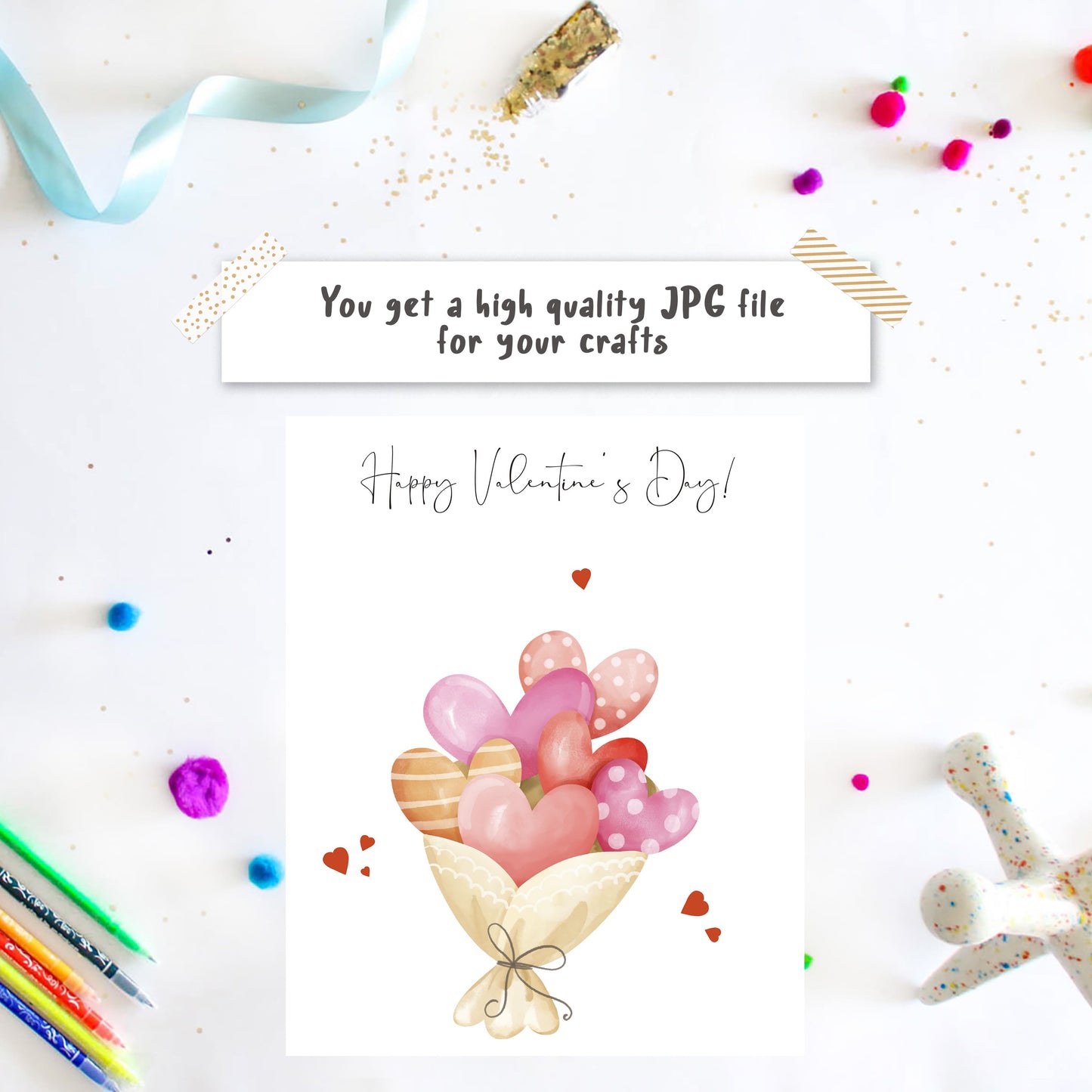 Valentines Day Bouquet Hearts Handprint