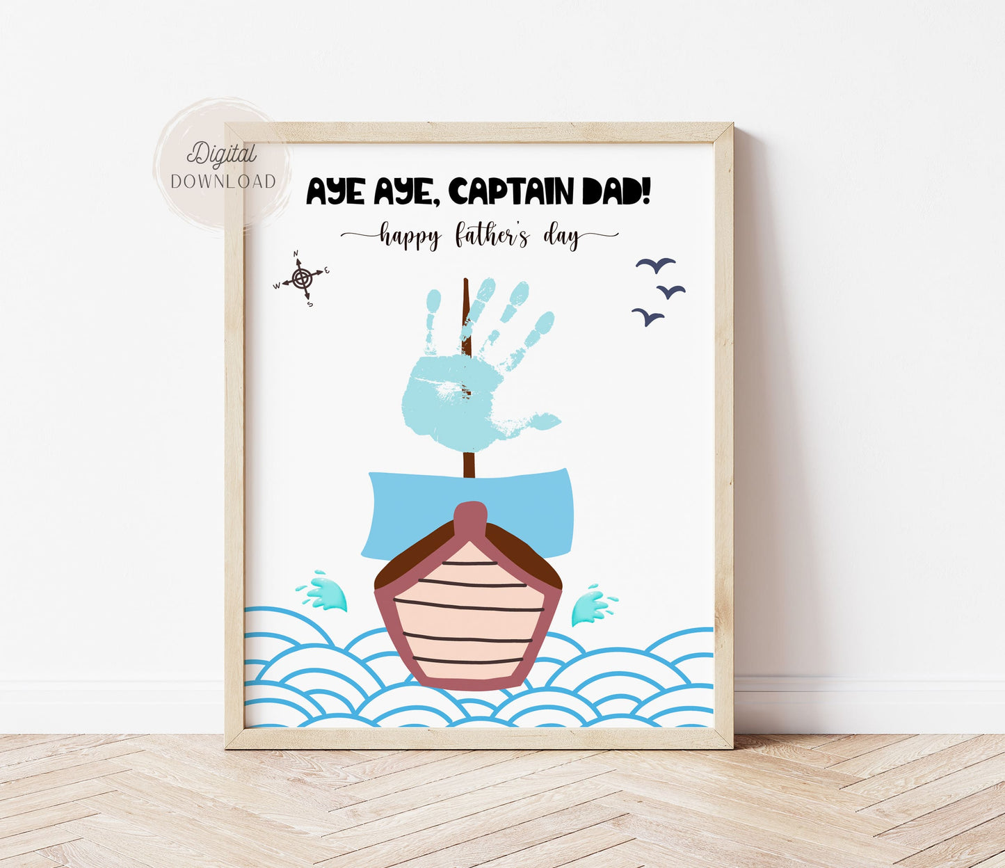 Ship handprint art - Fathers day hand print