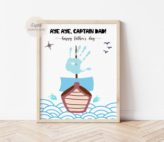Ship handprint art - Fathers day hand print