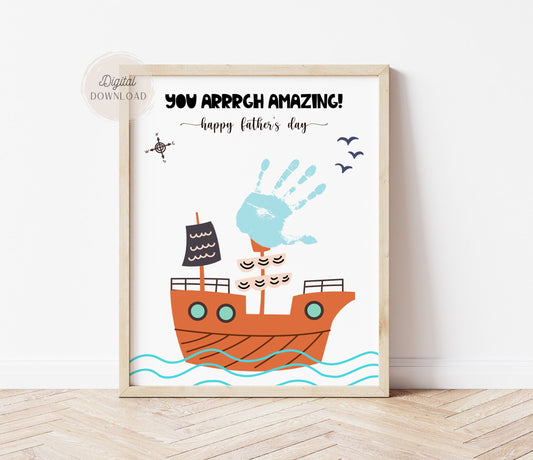 Ship handprint craft - Handprint father's day gifts