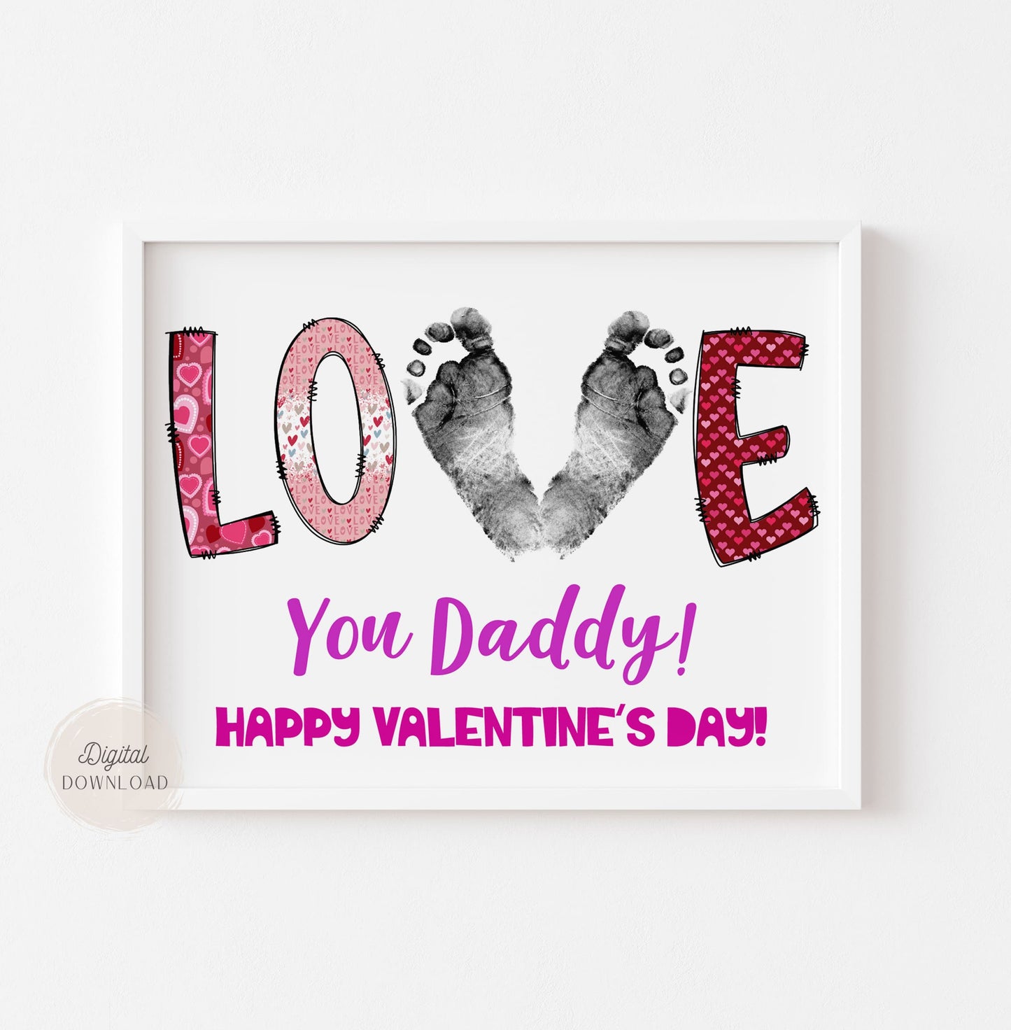 Valentine New born footprint art