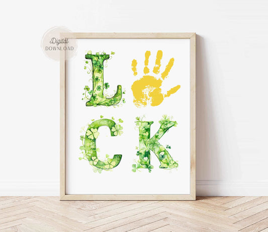 Lucky Handprint Art - St. Patrick’s Day Shamrock Printable