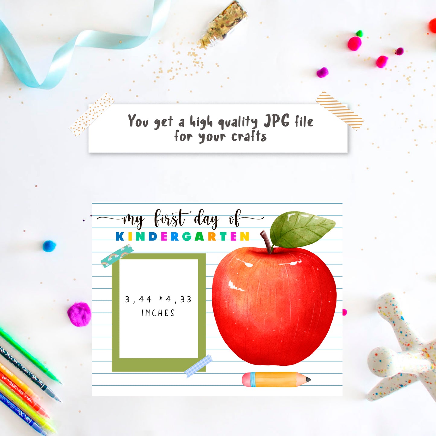 1st First Day of Kindergarten Handprint Art board with photo