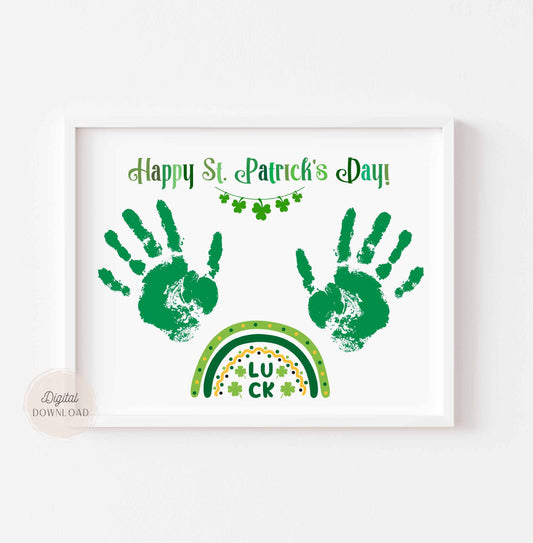 St. Patrick’s Day Handprint Art, Lucky Rainbow Keepsake