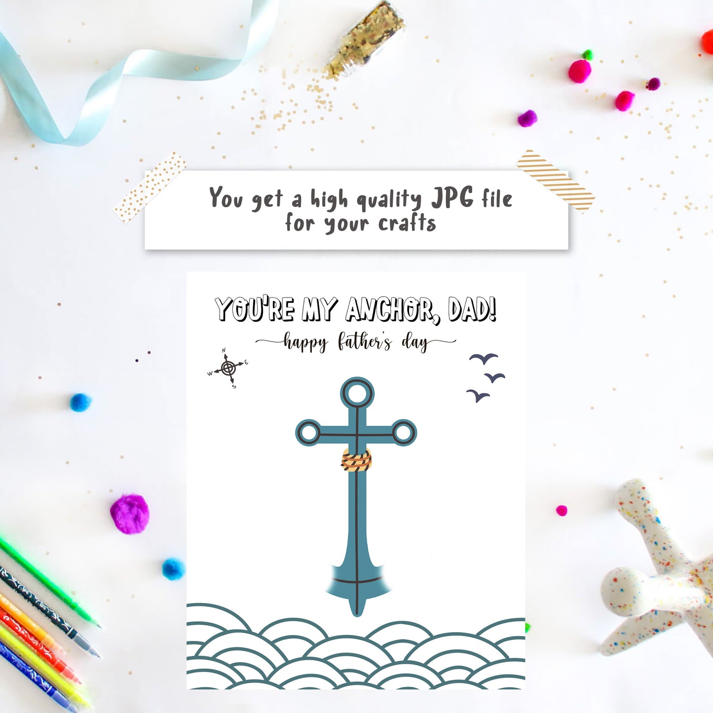 Anchor footprint - Diy father's day handprint crafts