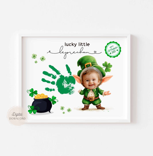 Lucky Little Leprechaun Handprint Art - St. Patrick’s Day Photo Keepsake template