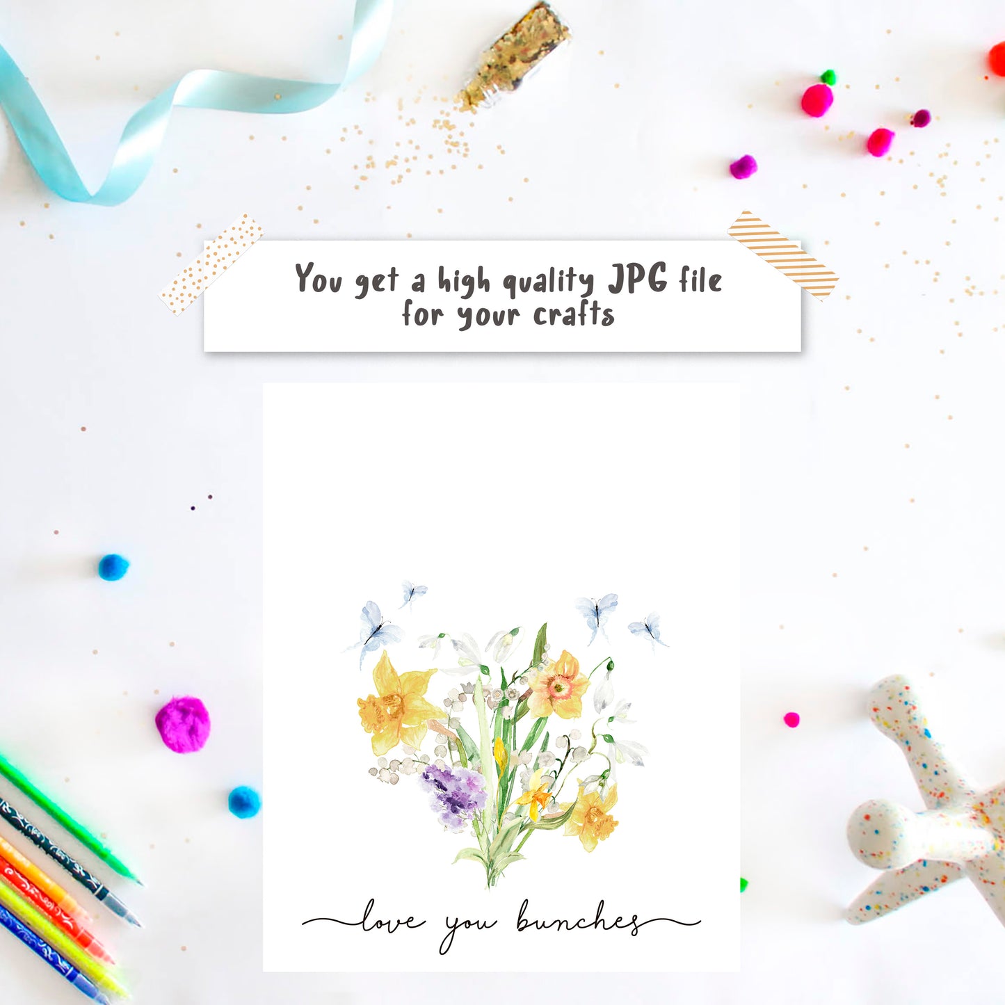 Handprint daffodil flower bouquet - Love you bunches