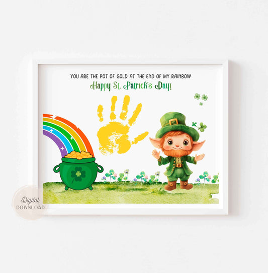 St. Patrick’s Day Handprint Craft - Rainbow and Leprechaun Keepsake