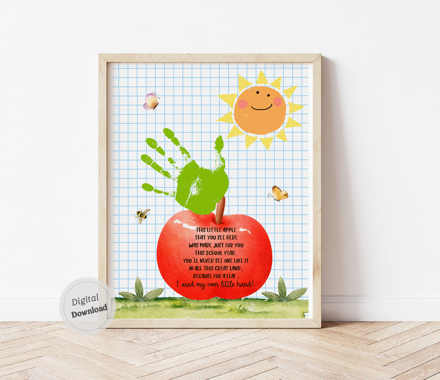 Back to School Apple poem handprint art