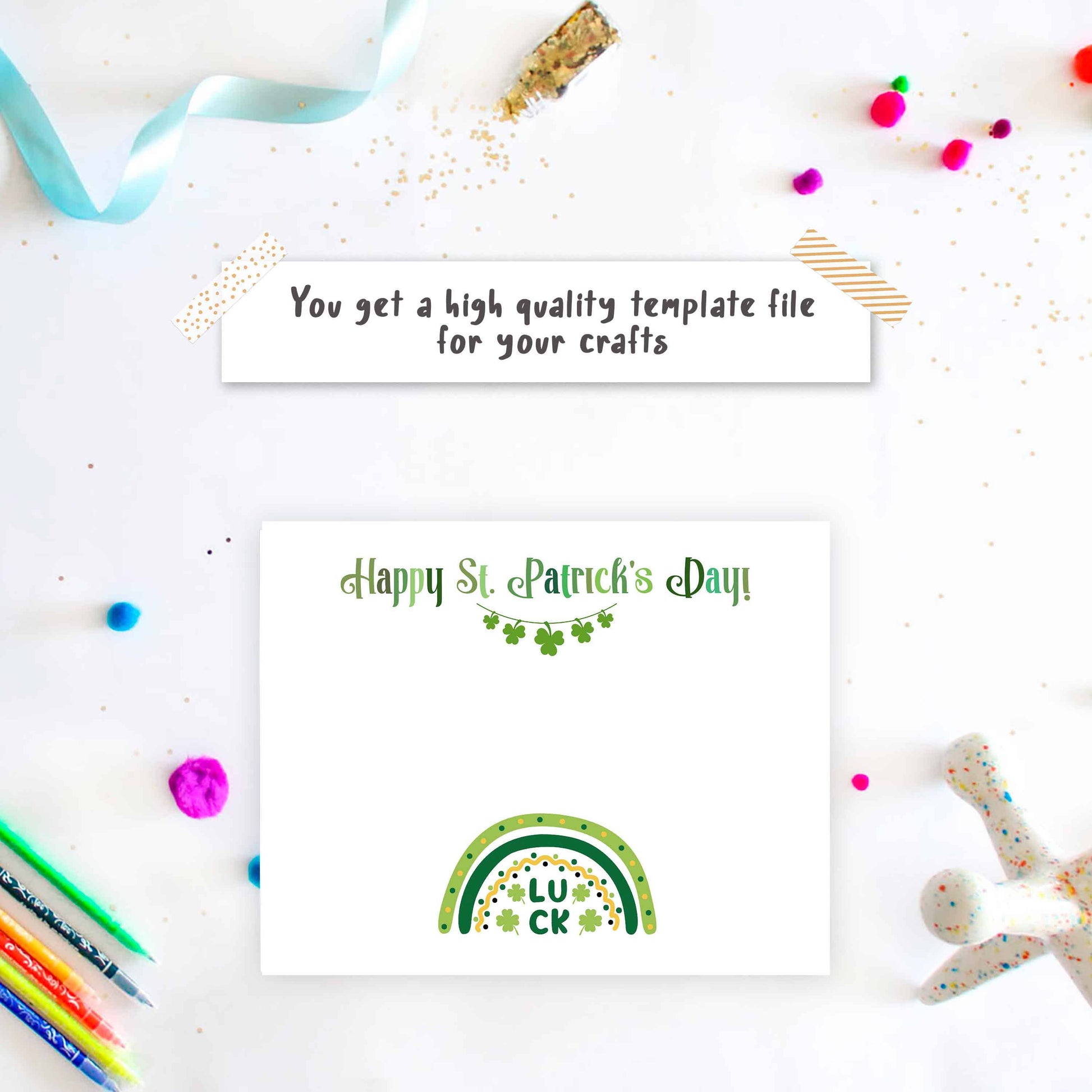 St. Patrick’s Day Handprint Art, Lucky Rainbow Keepsake template