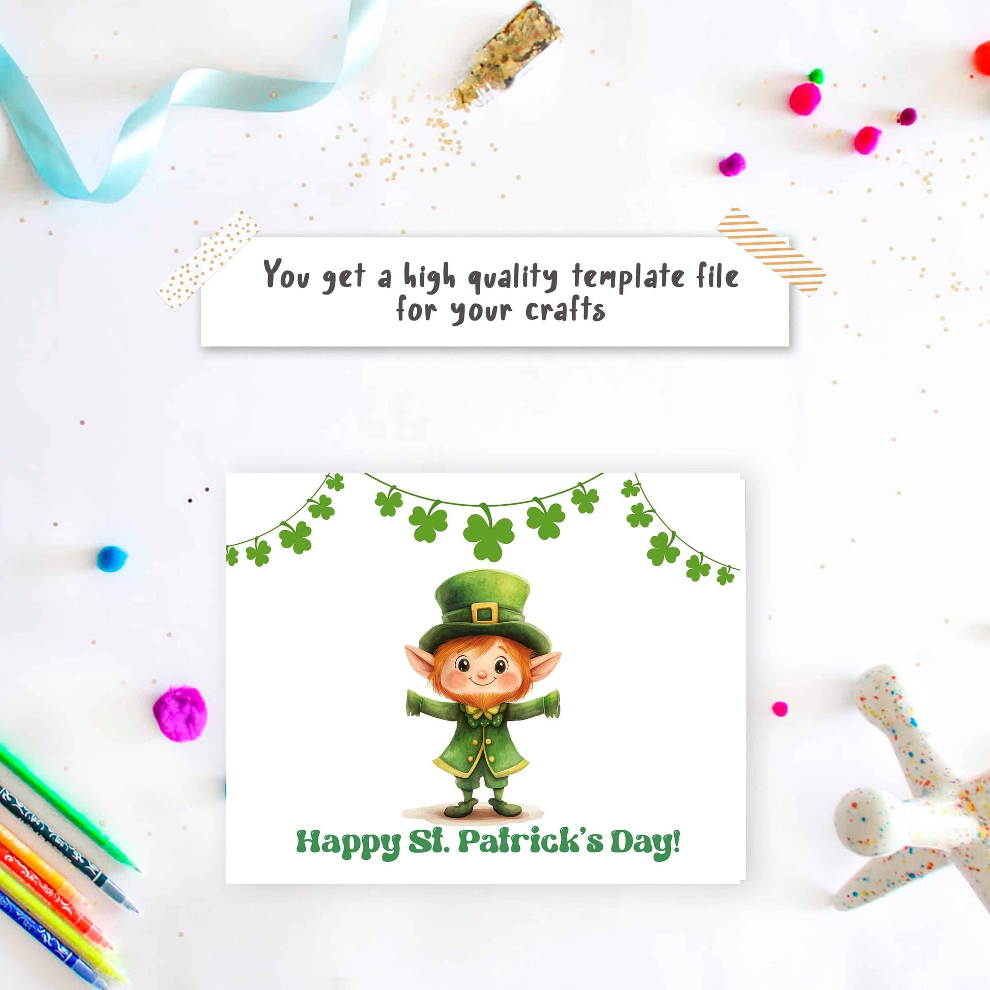 St. Patrick’s Day Handprint Art - Lucky Leprechaun Craft template