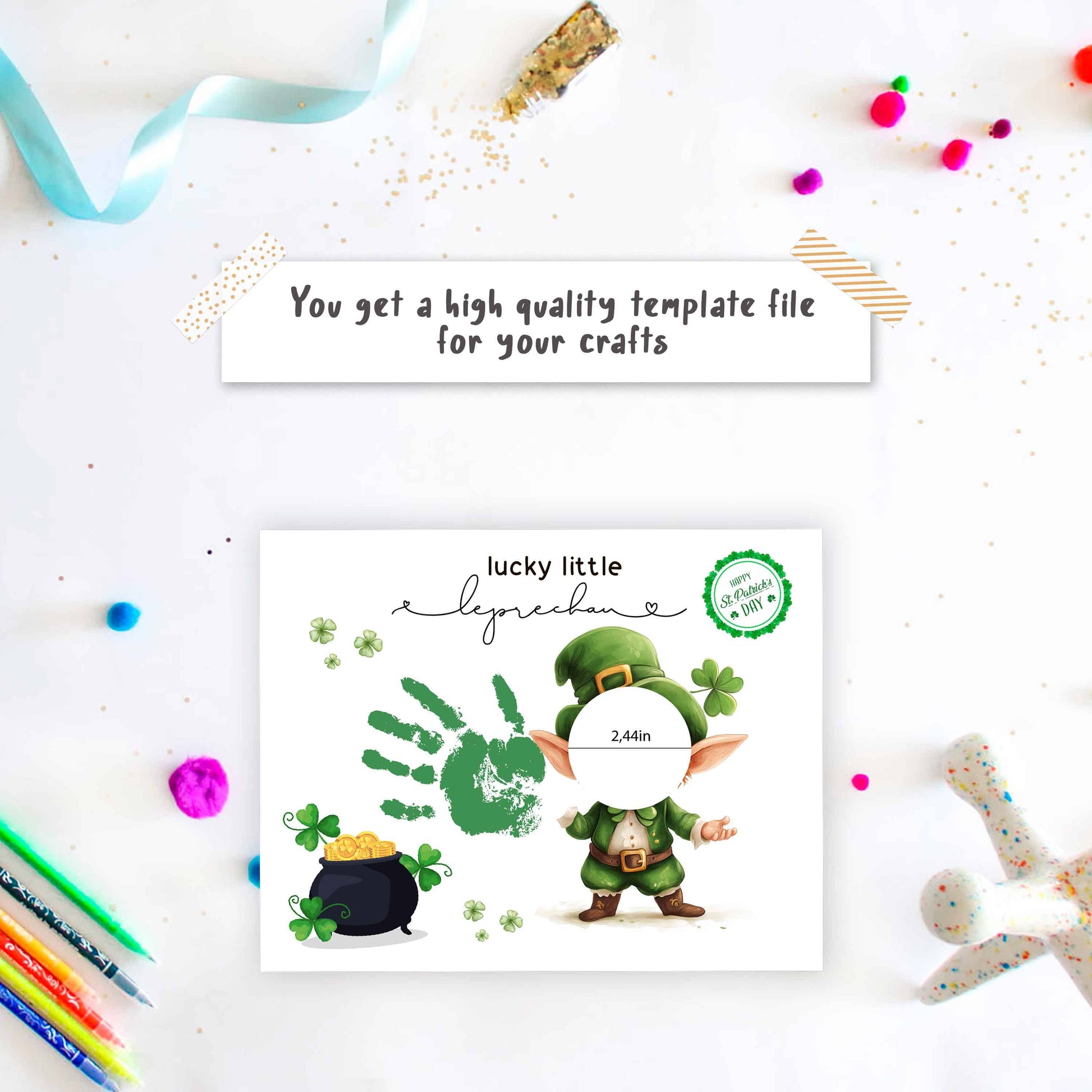 Lucky Little Leprechaun Handprint Art - St. Patrick’s Day Photo Keepsake template
