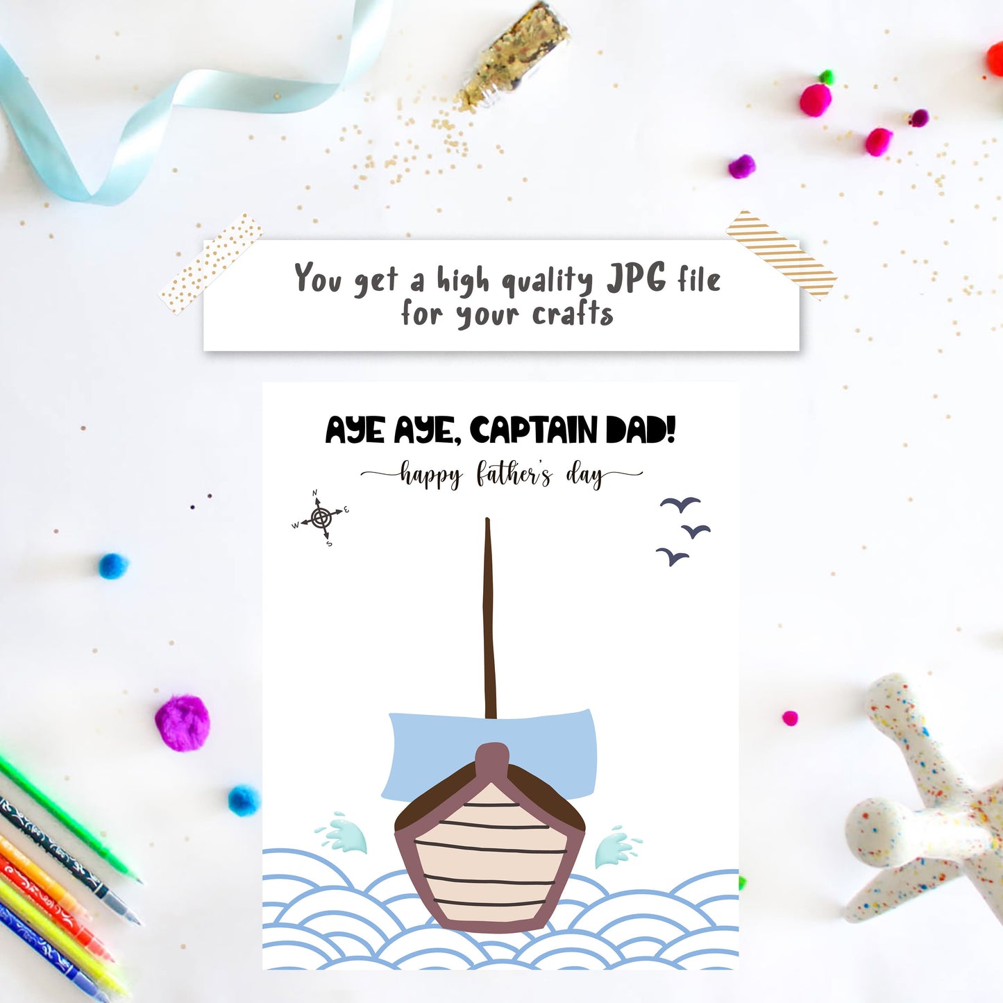 Ship handprint art - Fathers day hand print