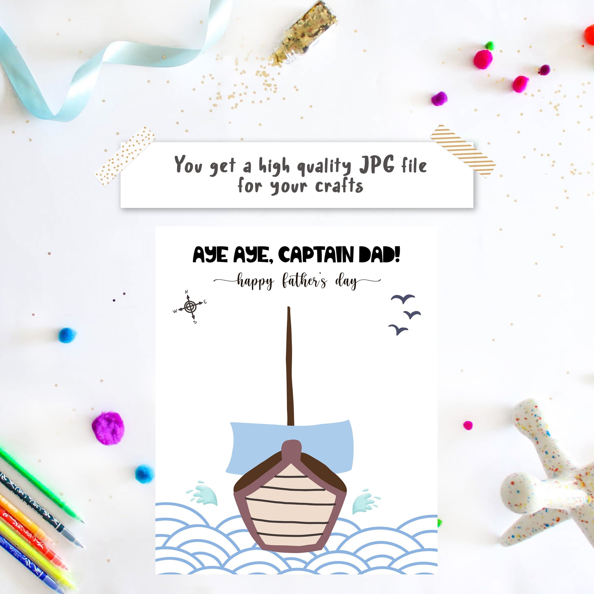 Ship handprint art - Fathers day hand print