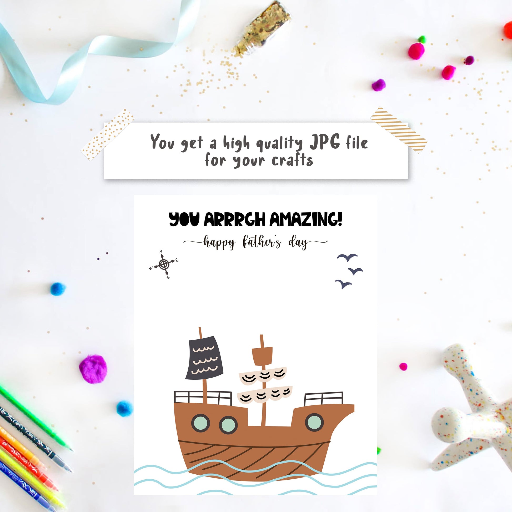 Ship handprint craft - Handprint father's day gifts