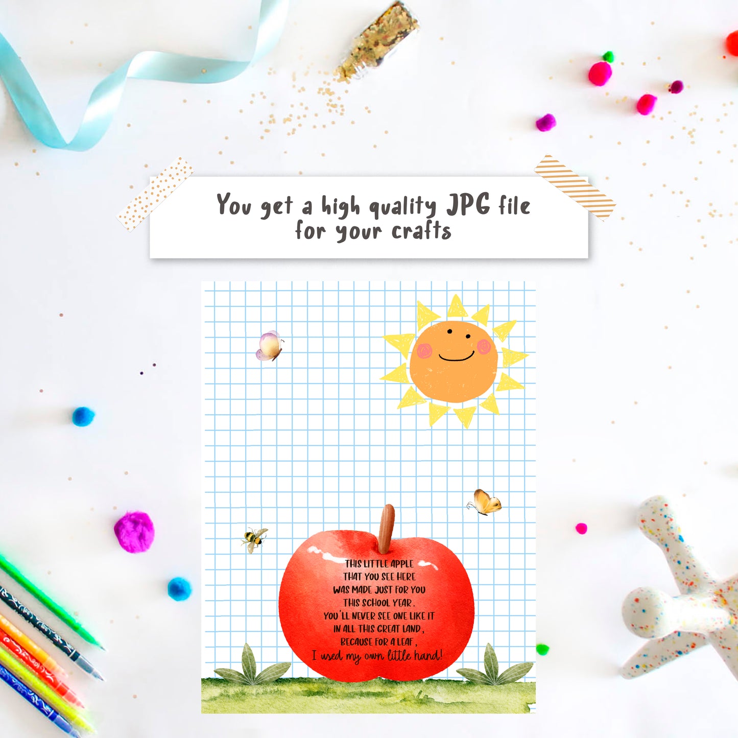 Back to School Apple poem handprint art