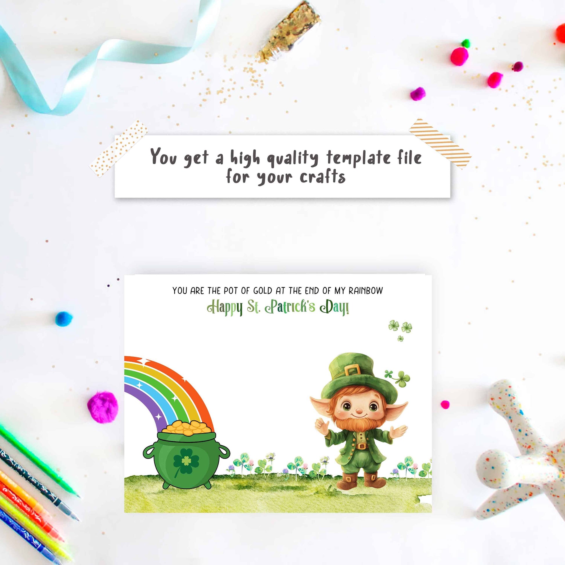 St. Patrick’s Day Handprint Craft - Rainbow and Leprechaun Keepsake template