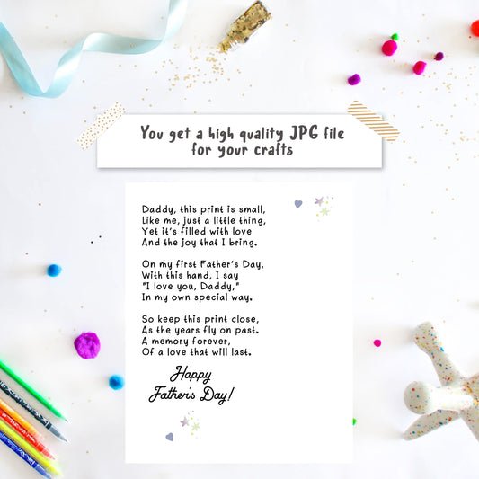 Handprint to daddy poem - Father's day card