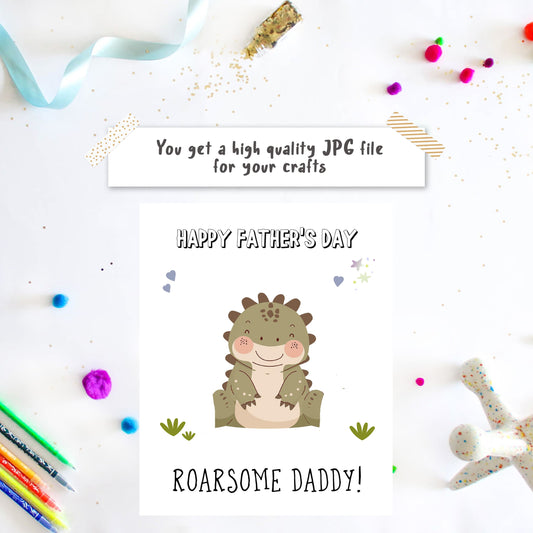 Roarsome Daddy - Happy Father's Day Dinosaur Handprint Print