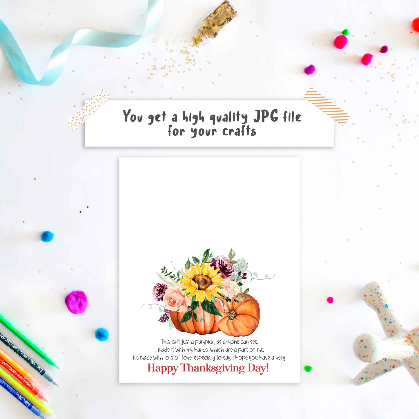 Thanksgiving Pumpkin Poem, hand printing craft template