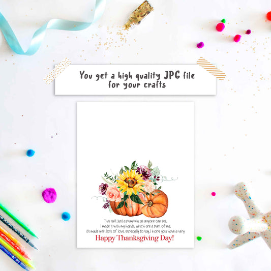 Thanksgiving Pumpkin Poem, hand printing craft template