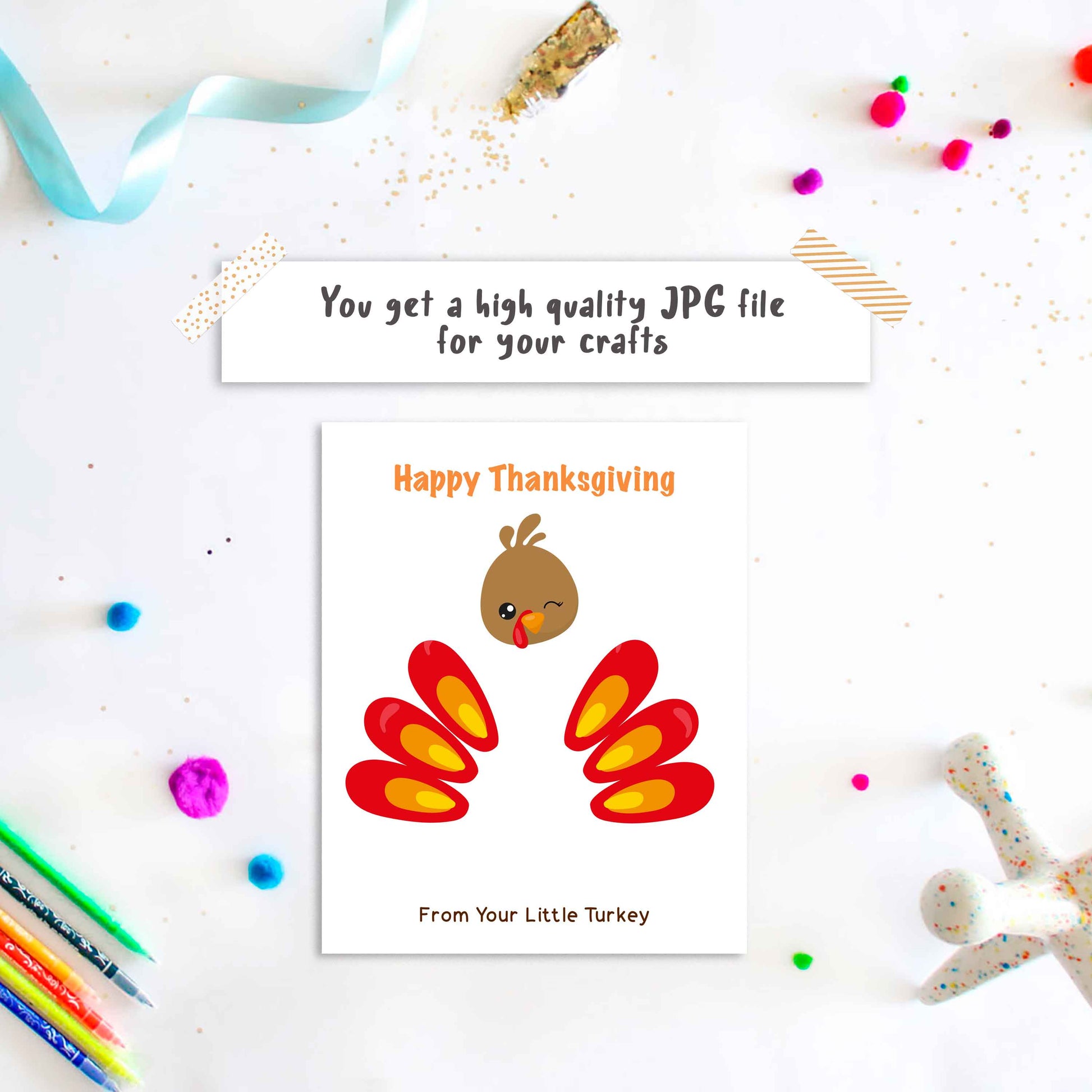 Gobble Gobble - Turkey Thanksgiving Footprint Art template