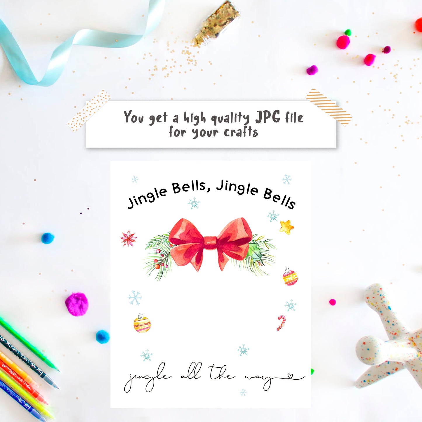 Christmas Bells Footprint craft template